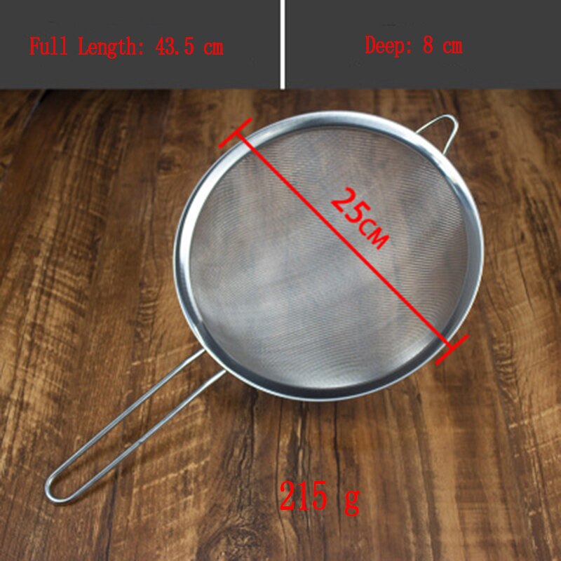 Optional Stainless Steel Fine Mesh Wire Sieve Tea Strainer Mesh Oil strainer Flour Colander Sieve Food Filter: 25cm stainless steel