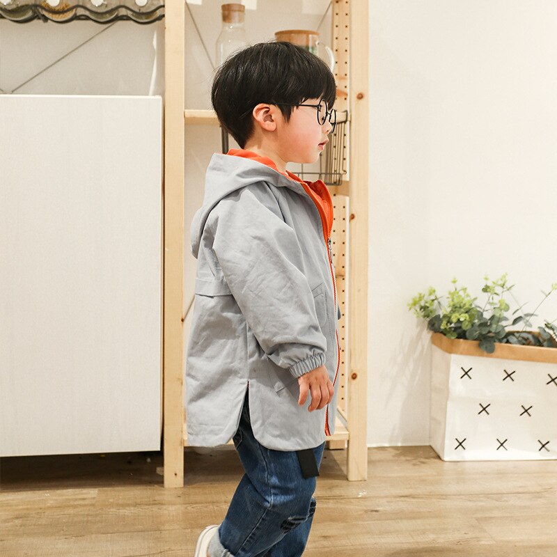 Hoodies Long Trench for Children Clothing Autumn Winter Toddler Boy Trench Coat Overcoat Kids Casual Jackets: Sky blue / 3T