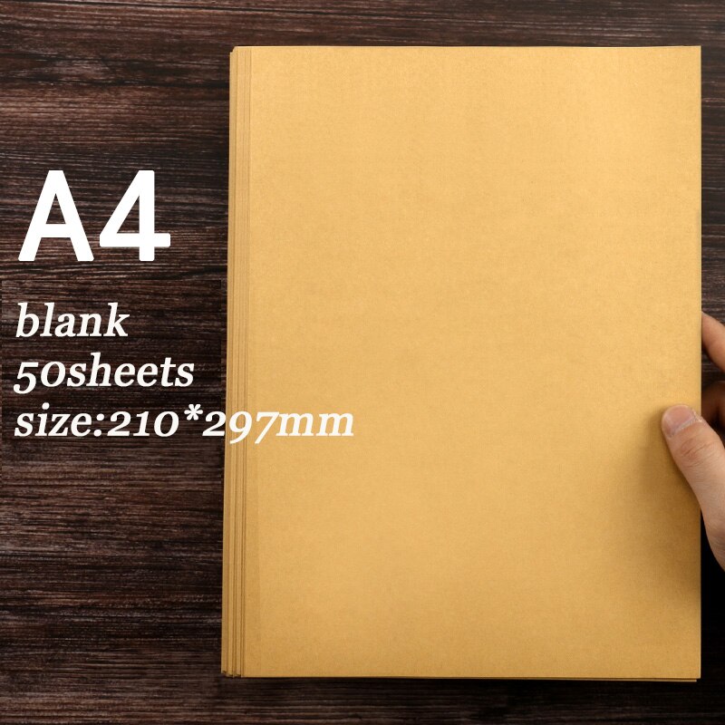 50 100 sheets A4/B5/A5 Vintage Kraft paper Writing Letter Stationery Romantic Note craft Paper painting packaging paper: A4 blank