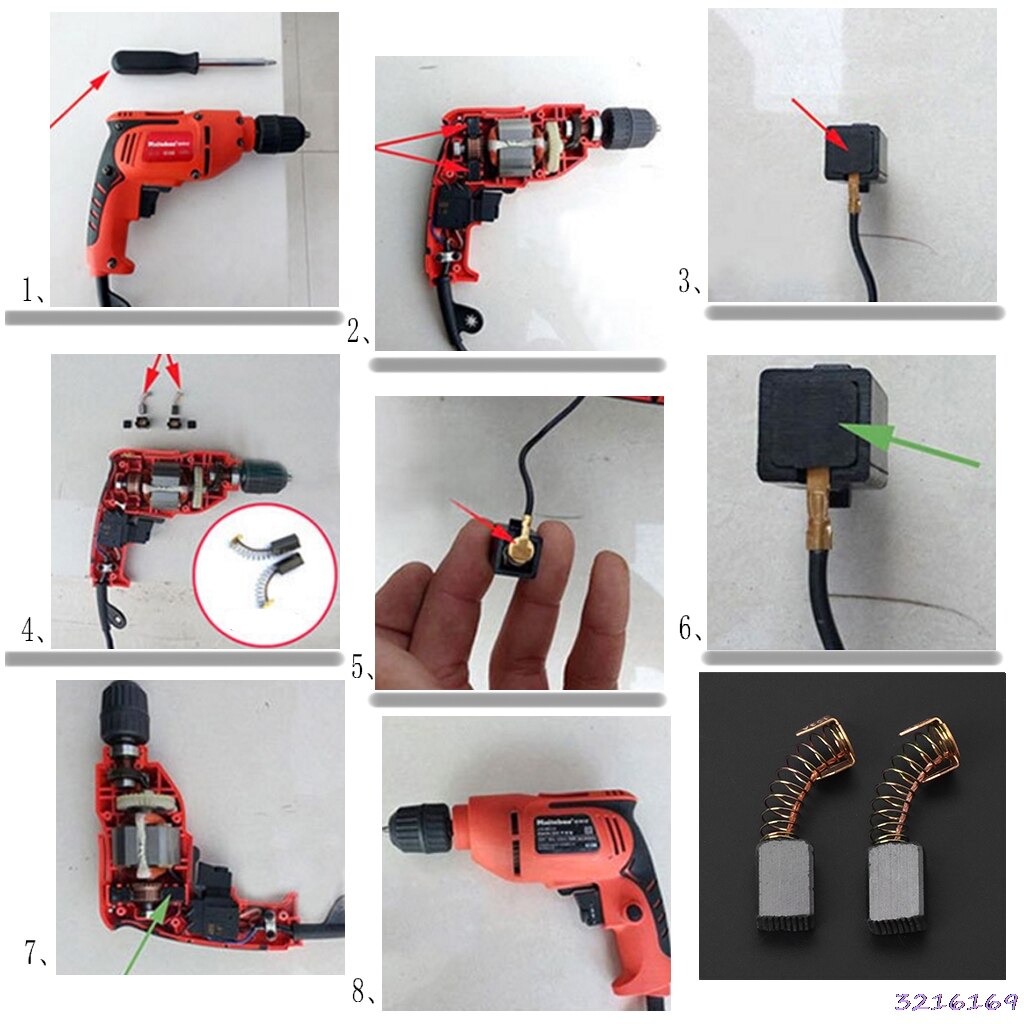 Recambio de escobilla de carbono para taladro eléctrico 2 uds para DEWALT/para BOSCH/para MAKITA ElectricTool 6X10X15mm-103 #