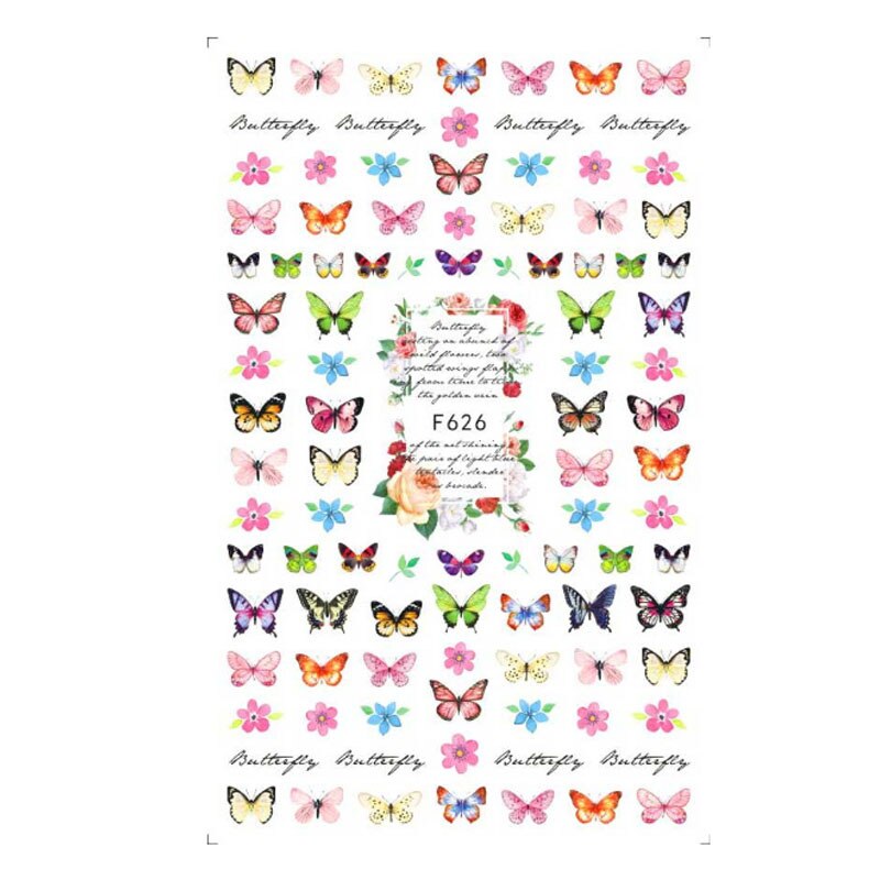 10 Stuks Vlinder Nail Sticker Valentijnsdag Nail Decal Rose Bloem Perzik Hart Vlinder: F626