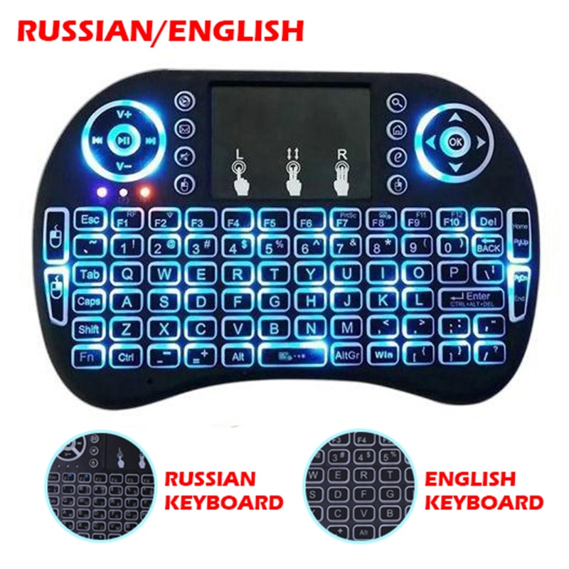 Mecool Luft maus Tastatur fernbedienung i8 hinterleuchtet Mini Englisch Touchpad Mini Drahtlose Tastaturen für Clever Android TV Kasten