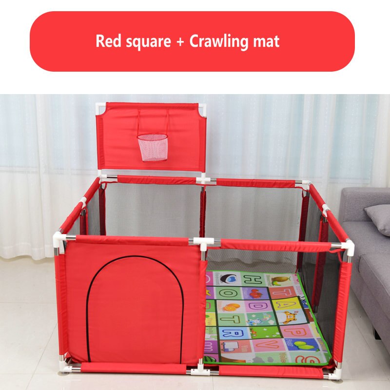 bambino scatola Bambini Barriera di Sicurezza Palle da Biliardo Pieghevole Bambini cestino E Campo di Calcio per 0-6 Anni di Età I Bambini di scatola: rosso piazza-2