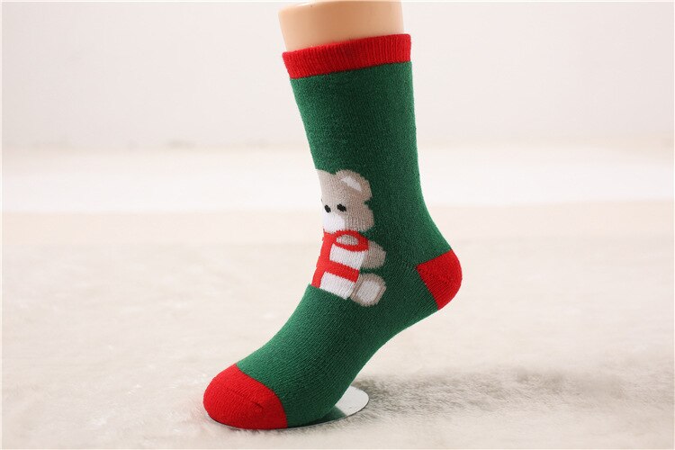 1 coppia Cotone di Inverno di Autunno Del bambino Delle Ragazze Dei Ragazzi Bambini Calzini E Calzettoni Bambini calze di Spugna Fiocco di Neve alce Babbo natale Regalo Di Natale Orso Roba: StyleC