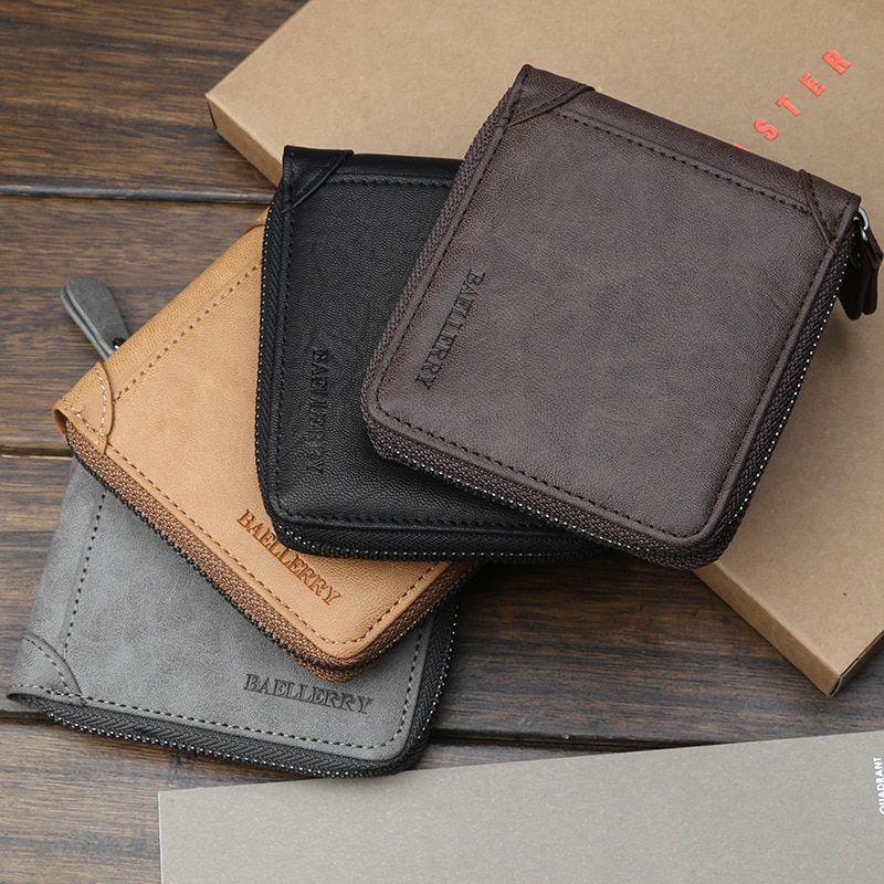 Casual Style Zipper Men Wallets Card Holder Small Wallet Male Synthetic Leather Man Purse Coin Purse Men's Carteira