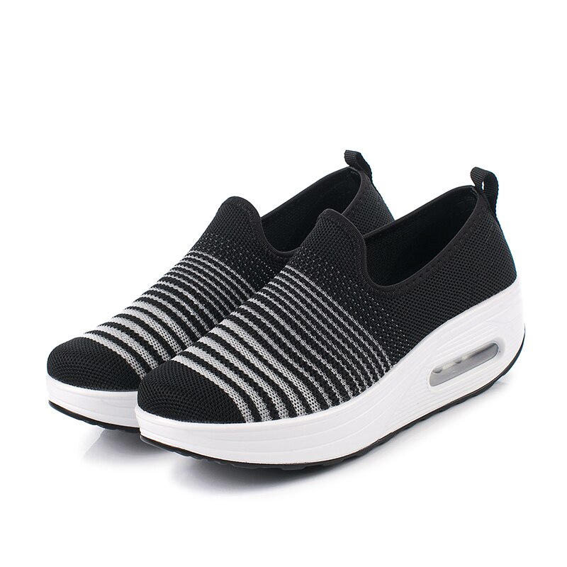 Wedge Shoes For Women Summer Hollow out Slip On Swing Shoes Women Sneakers Damping Casual Shoe Brand Minika Summer: Black / 5