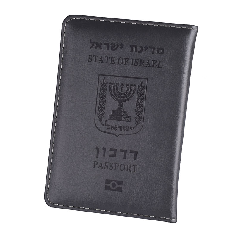 Reise Pu Leder Israel Passport Abdeckung Fall Brieftasche Männer Frauen Israelische Kreditkarte Halter Protector Fall: grey