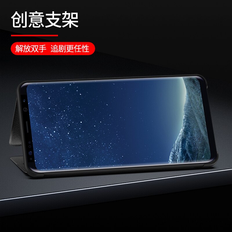 2020 del nuovo Sereno accorto Visualizza Specchio Finestra di Vibrazione di Caso per Samsung galassia Nota 8 9 3D Del Cuoio Del Basamento Della Copertura Posteriore Nota8 Nota9 Funda Capa