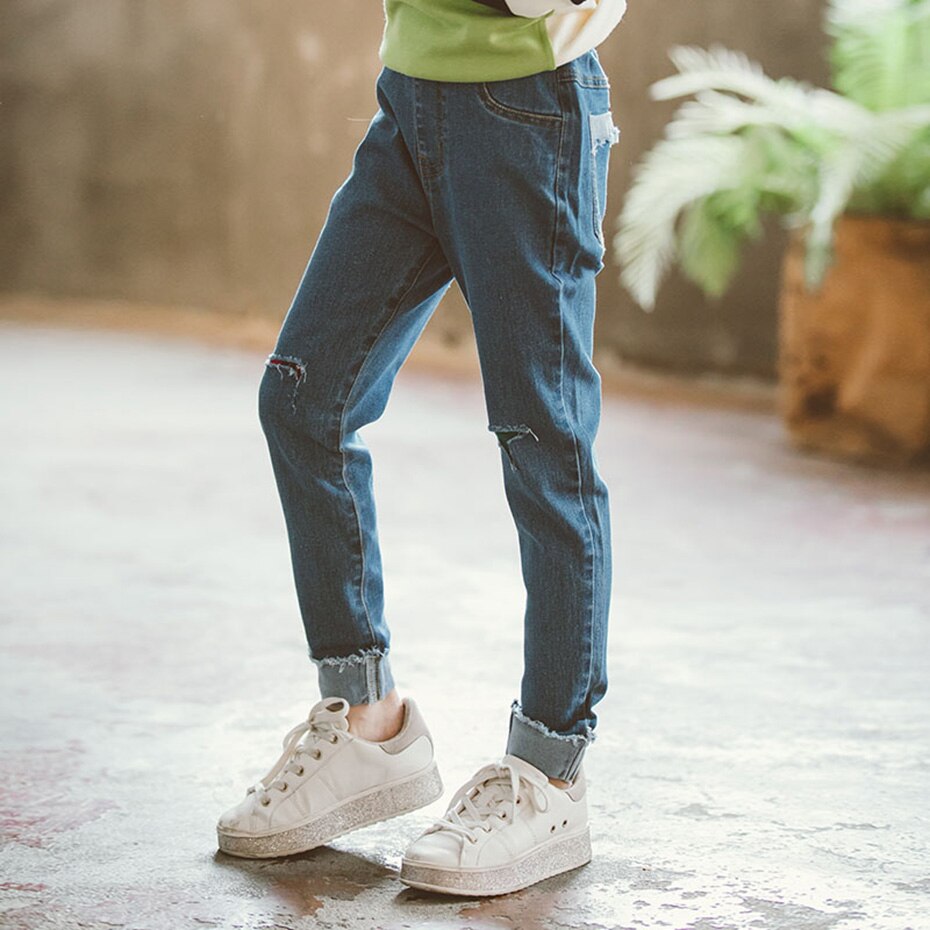 Jean pour fille trou jean pour filles printemps automne enfant déchiré jean Style décontracté vêtements pour enfants 6 8 10 12 14