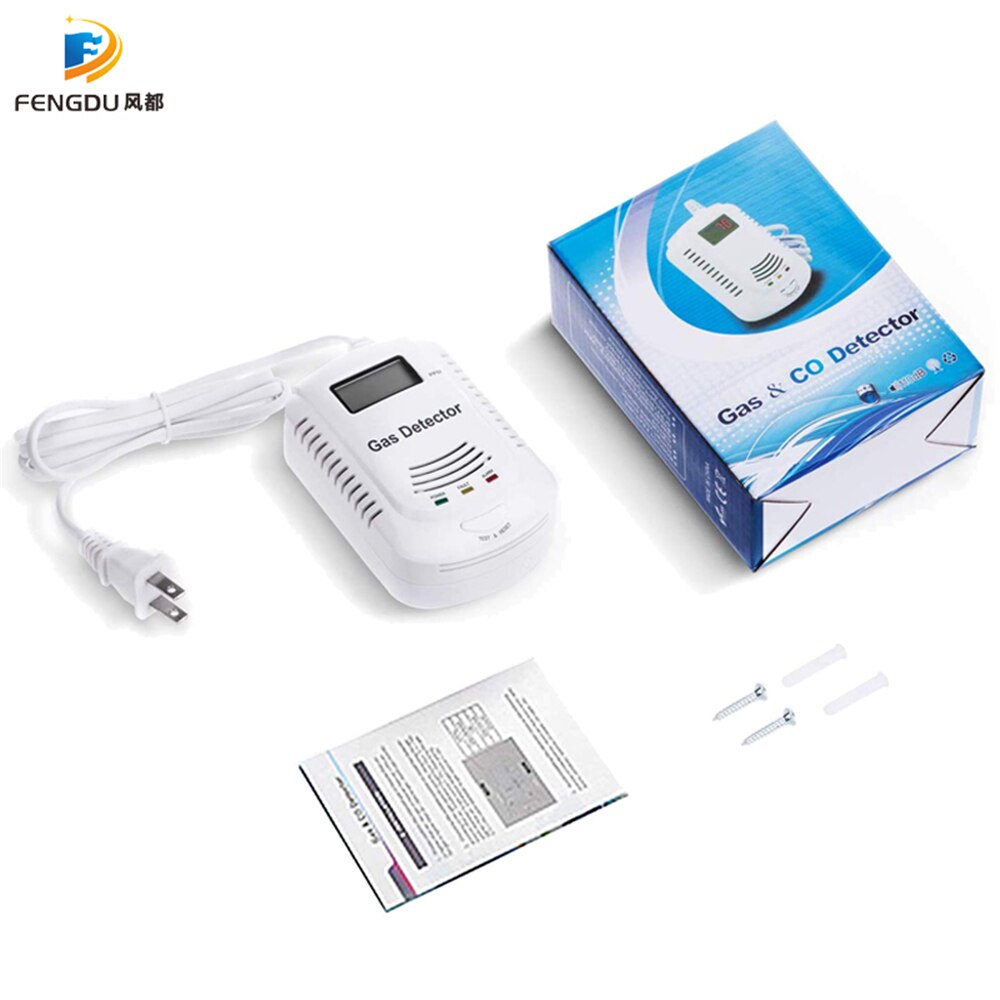 Co + Gas Detector Plug-In Huis Alarm Gas Detector Leak Sensor Detector Met Voice Promp En Led Display en Batterij