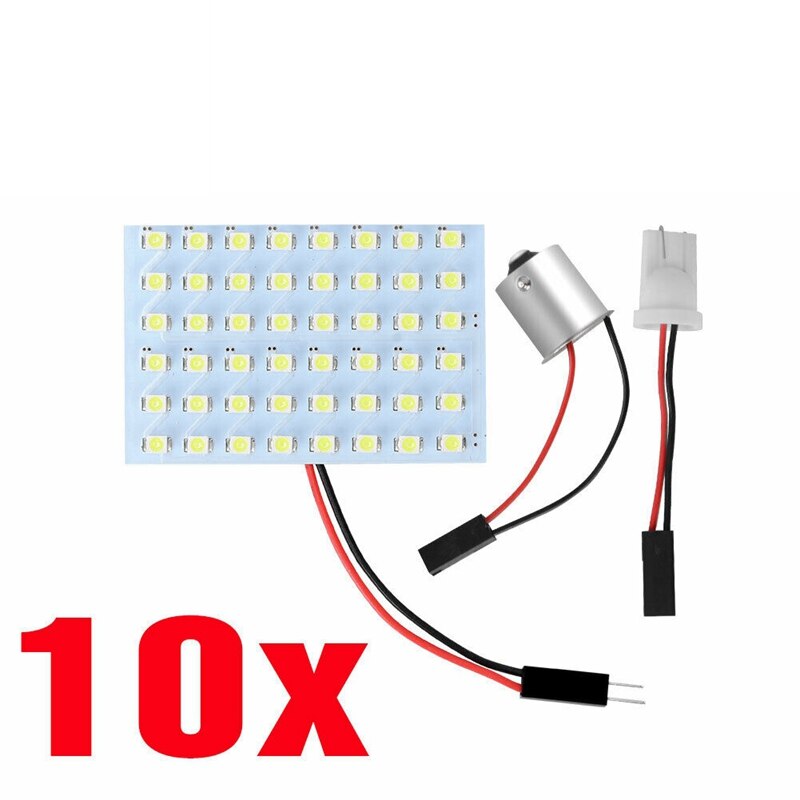 10X Wit RV Trailer 48SMD Interieur Panel LED Dome Kaart Light 1156 BA15S Adapter