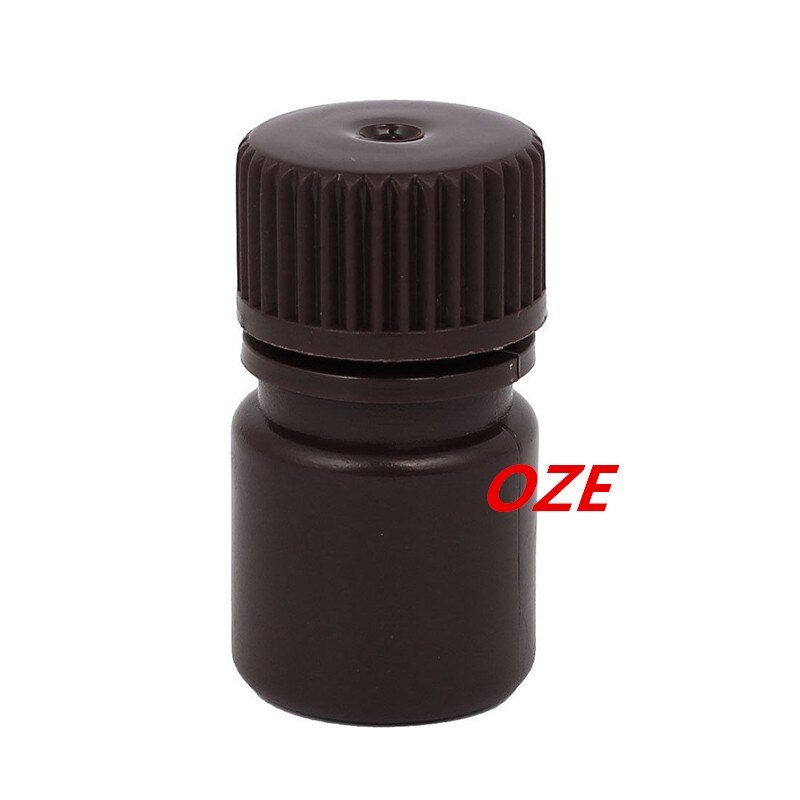 1 st. 5ml plastic brede mond chemische laboratorium reagensfles monsterfles bruin