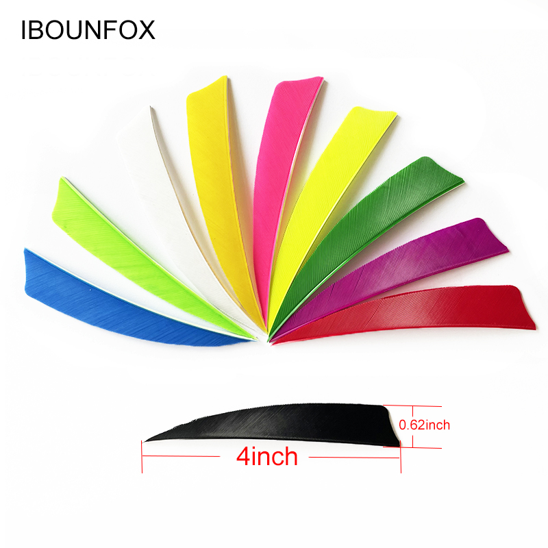 100Pcs 4 "Links Flügel Bogenschießen Befiederung Türkei Federn Schild Pfeil Welle Feder Befiederungen Flügel Jagd Schießen Zubehör