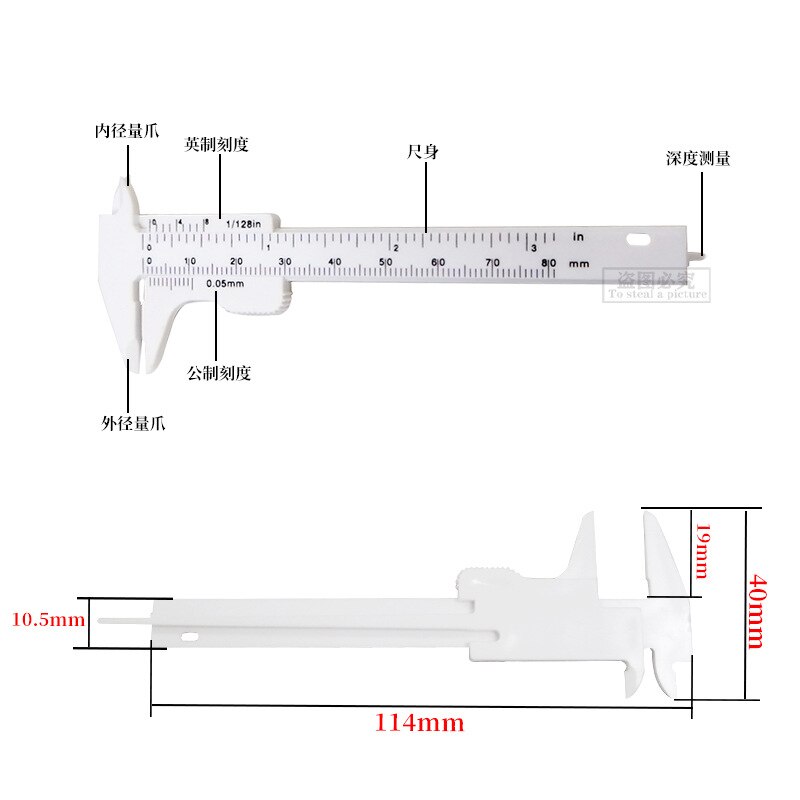 Plastic Vernier Caliper Micrometer Guage Daily Tool 150mm White Mini Plastic Vernier Caliper Gauge Sliding Measure Tool Ruler