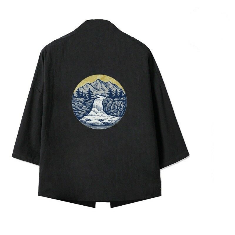 Homme Cardigan Noragi veste grande taille Kimono ample japonais Yukata manteau Haori