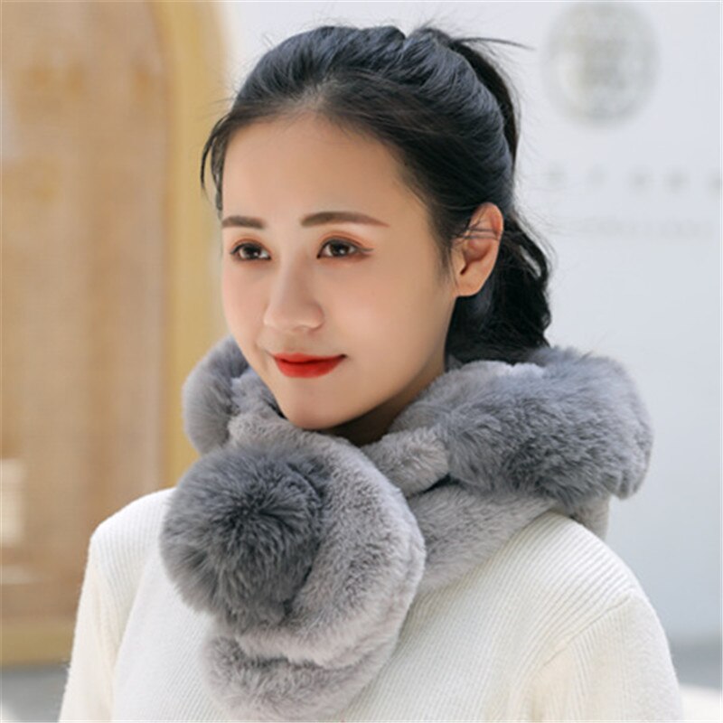 Female Winter Knitted Hats Add Fur Lined Warm Winter Hats For Women Keep Neck Ear Warmer Balaclava Pompoms Cap