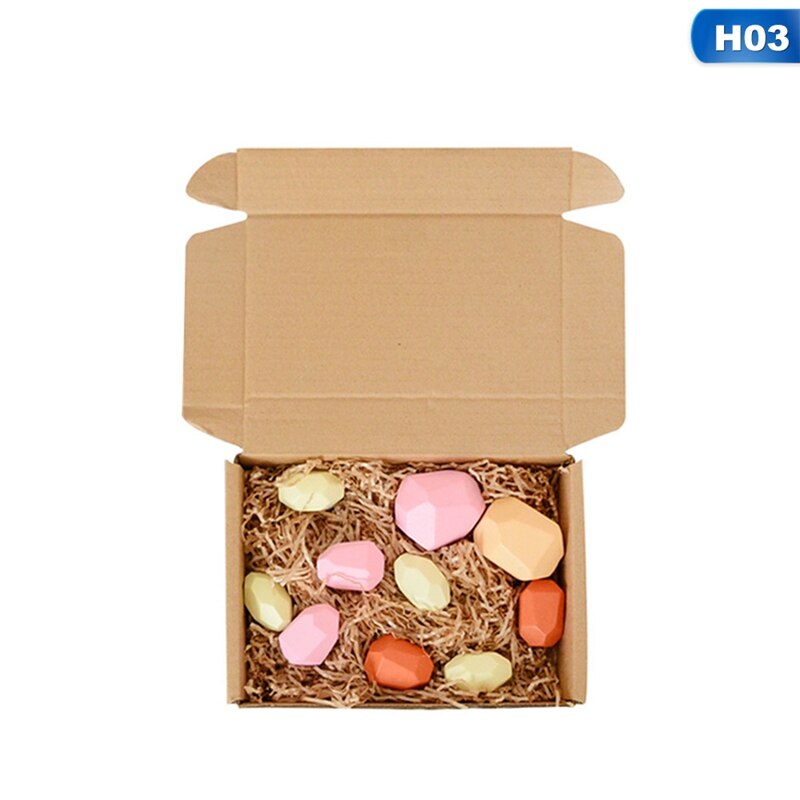 Kinderen Houten Regenboog Kleur Steen Bouwsteen Educatief Speelgoed Creatieve Nordic Stijl Stapelen Spel: H03-10Pcs