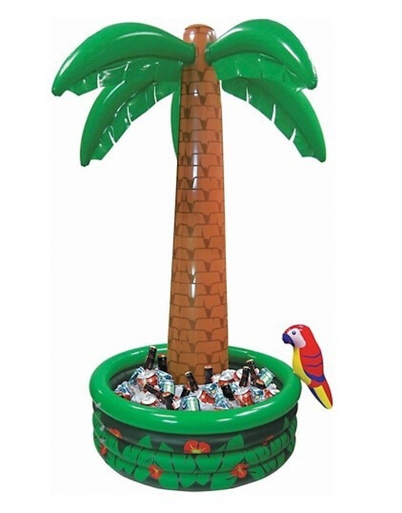 Hawaii-serie: großer aufblasbarer getränkekühler in kokospalmenform mit eiskübel für sandstrandpartys, poolspielzeug