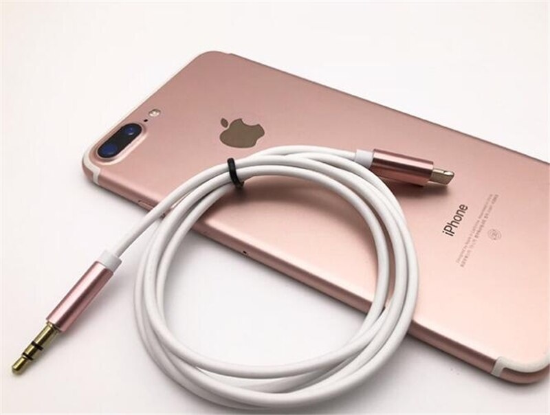 Lightning Naar 3.5Mm Jack Male Audio Kabel Adapter Stereo Cord Voor Iphone 12 11 Pro Max Xs Xr X 8 Ios Hoofdtelefoon Auto Aux Connector: Rose Gold