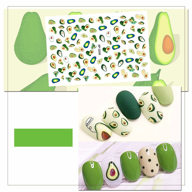 Fruits Avocado Nail Art Stickers for Nails Art Self Adhesive Decals Manicure Nails Accessoires Stickers