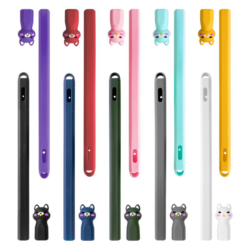 1Set Carino Modello Animale Supporto Della Penna Cassa Molle Del Silicone di Protezione Del Sacchetto Della Protezione Della Copertura Della Pelle per Apple Matita 2nd X6HA
