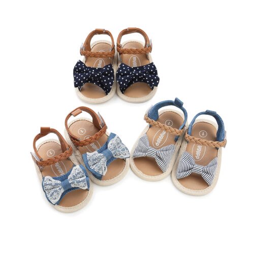 Summer Princess Baby Girl Lace Bow Sandals Flat Heels Toddler Kids Buckle Clogs Casual Party Wedding Shoes