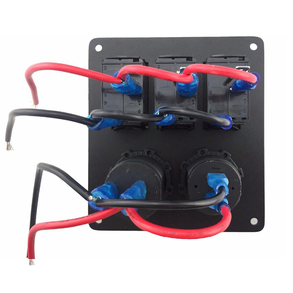 3 Gang Aluminium Rocker Switch Panel 12V Met Digitale Voltmeter En 4.8A Dual Usb Lader Waterdicht Voor Boot Marine auto Rv