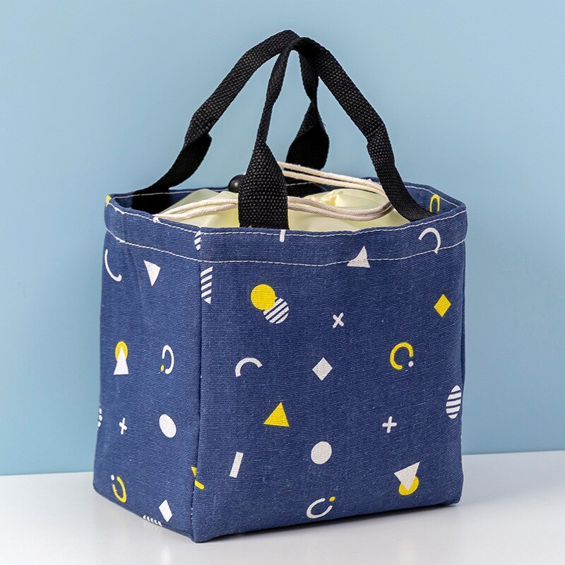 Cartoon Printing Insulation Lunch Bag Food Thermal Waterproof Handbag Student Office Worker Portable High-Capacity Storage Tote: geometry