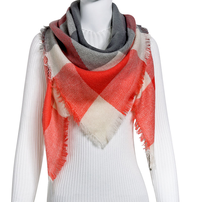 Evrfelan femmes écharpe de hiver foulards femme cou porter Plaid bufanda Triangle forme écharpe: C29