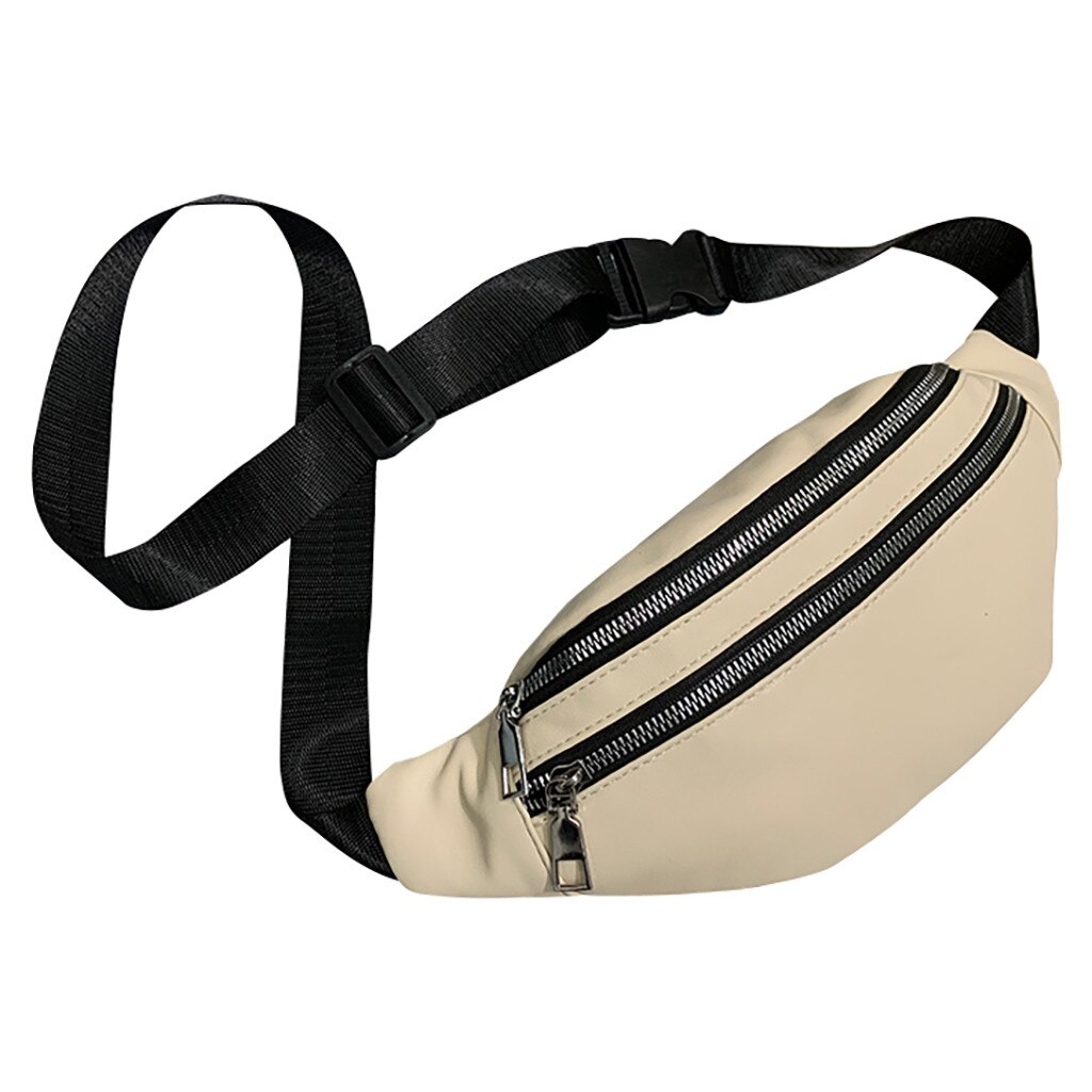 Waist Bag Women Canvas Leisure Panelled chest bags For Girls Letter Bum Bag Packs Chest Crossbody bag Belt: Beige