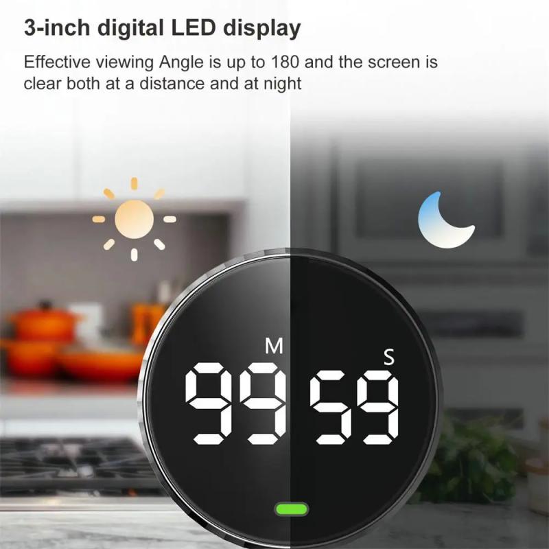 Magnetische Stopwatch Led Digitale Display Timer Keuken Studie Countdown Stille Timer Zelfgereguleerde Roterende Koken Elektronische Klok