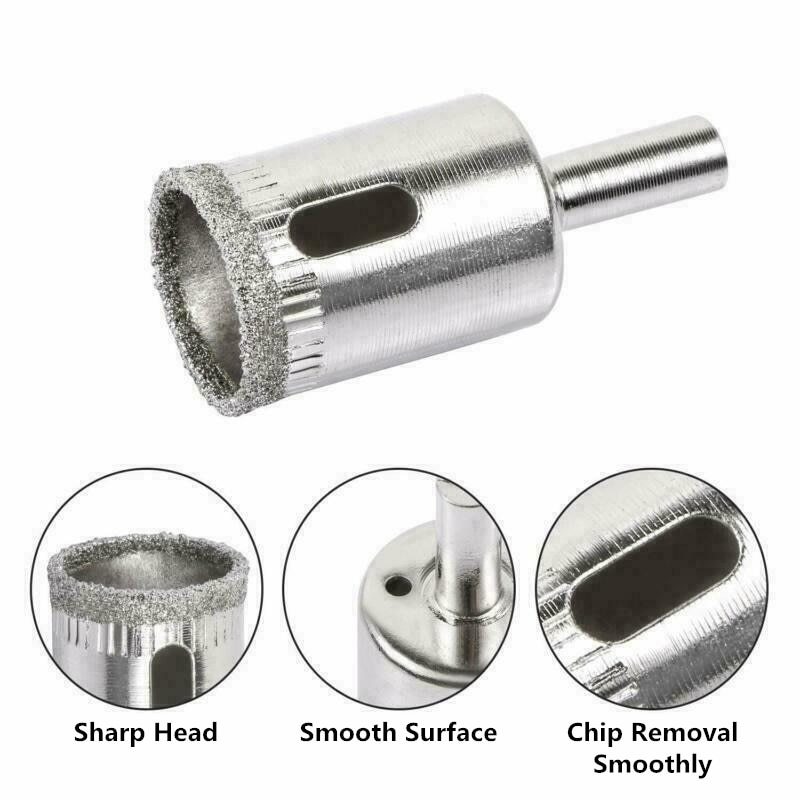 6-50mm 16PCS Diamond Hole Saw Drill Bit Set Glass Ceramic Tile Marble Saw Cutting Tools Diamond Coated Hole Saw Drill Bit Set
