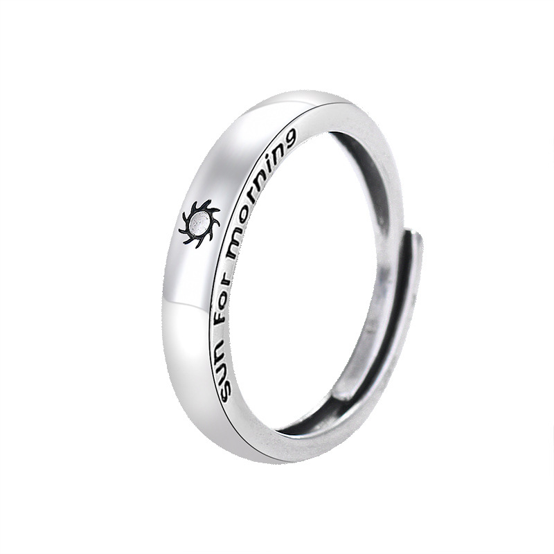 Sol måne matchende par venskab elsker åbne justerbare ringe sæt kvinder mænd minimalistisk forlovelsesringe lovers kit: Sol