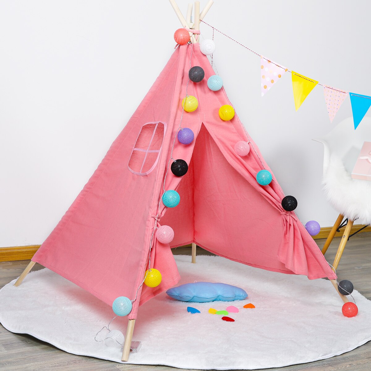 Indian Children's Tent Portable Playpen for Children Folding Wigwam Play House Child Tipi Baby Room Decor Birthday: 1024J TENT / 1.3M TENT