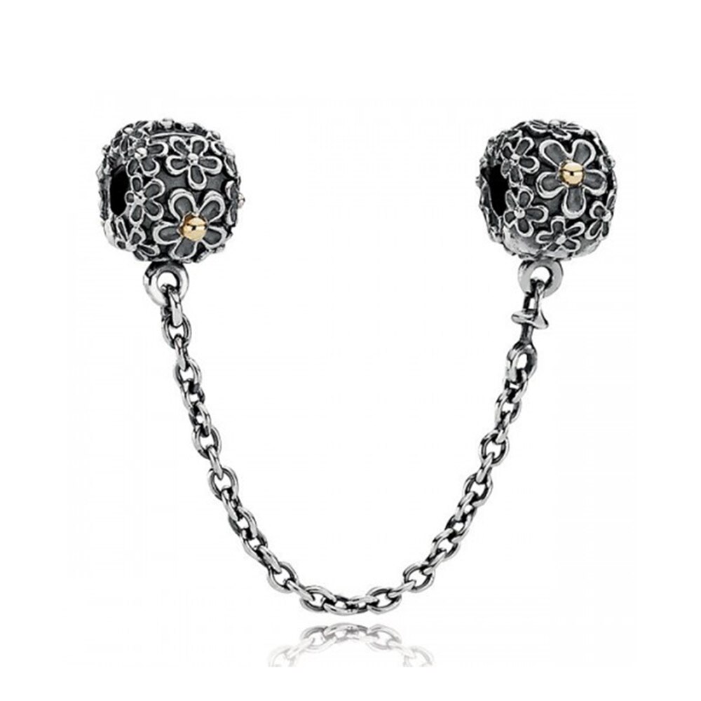 Original 925 sterling silver bead charm star safety chain rose gold suitable for brand female bracelet DIY jewelry: 790864