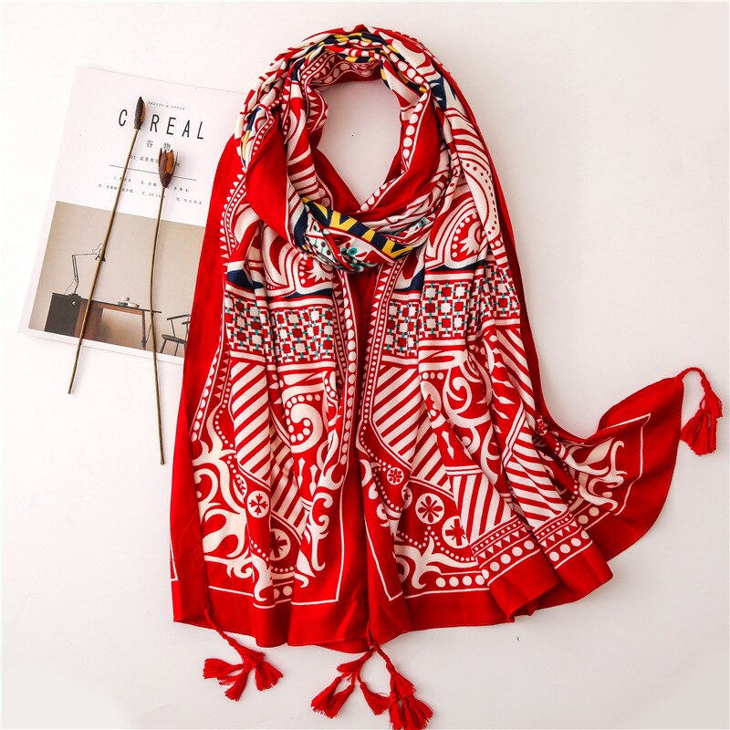 Écharpe pour femme, châles et écharpes chauds, doux et longs, style ethnique, imprimé, étoles de plage, écharpe hijab douce et chaude: 15