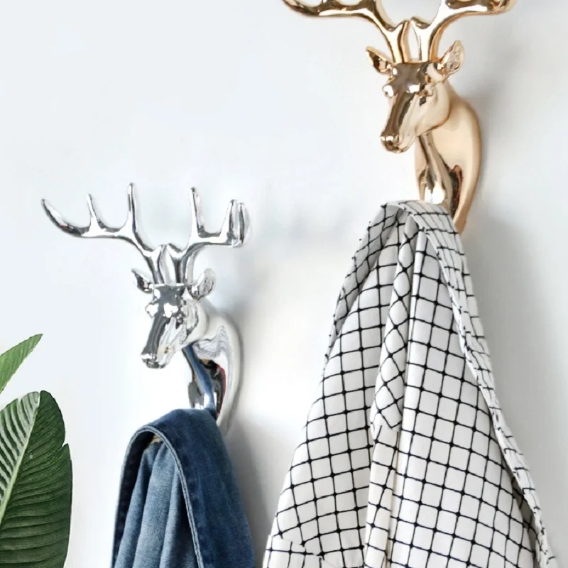 Ganchos con forma de Animal europeo, ciervo, Stags, rinoceronte, caballo, jirafa, cabeza de elefante, colgador de pared, abrigo para sombrero, gancho, soporte para estante, decoración del hogar