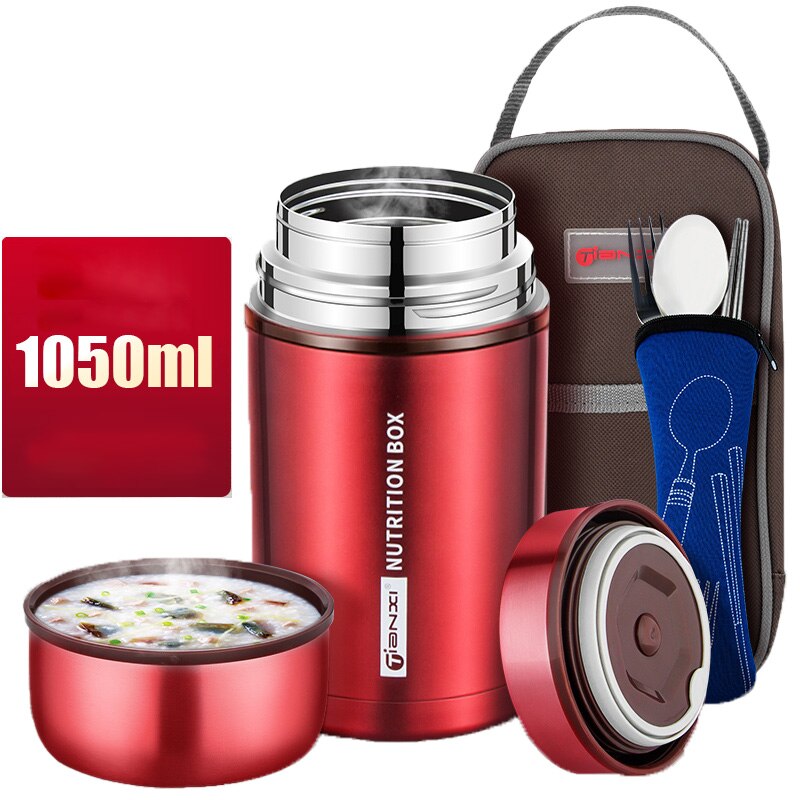 TIANXI Food Jar Thermos Stainless Steel Large Lunch Box Picnic Bento Box Portable Lunch Box Office Lunch Box: Rose