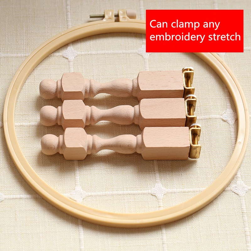 Wood Embroidery Hoop Stand DIY Handmade Cross Stitch Hoop Set Embroidery Ring Frame Portable Embroidery Tools sewing box