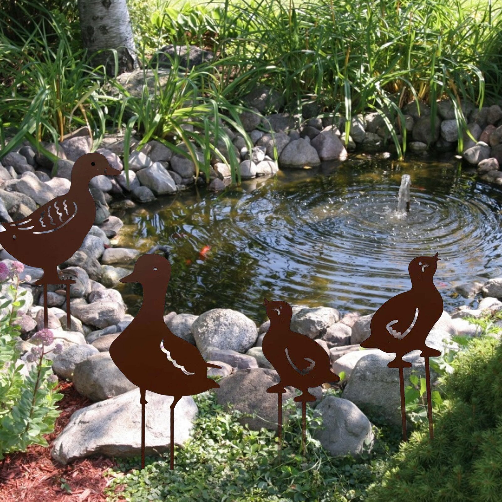 Duck Garden Decoration Outdoor Garden Statues Plastic Duck Chicken Yard Art Duck Silhouette Decor Garden Backyard Lawn Stakes