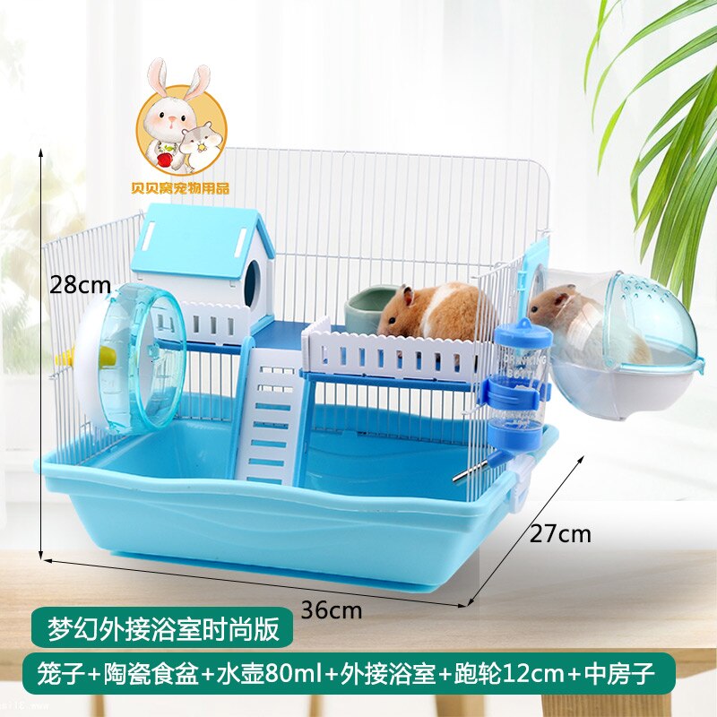 Hamster Cage Matchmaking Cage Golden Bear Foundation Cage Large-sized Isolation of Two Partition Bare Cage Second-floor Villas