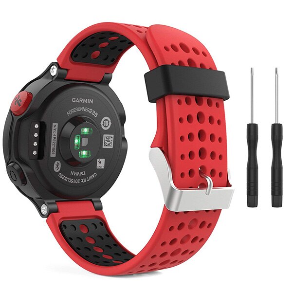 Para Garmin Forerunner 235 brazalete con correa de silicona para Garmin Forerunner 220/230/235/620/630/735XT/235 accesorio Lite: Red with Black