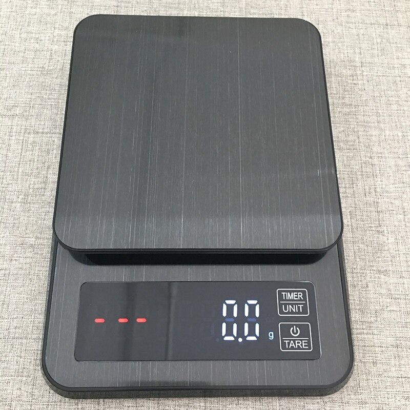 Håndstempel rustfritt stål timing kaffeskala elektronisk skala kjøkkenvekt timing skala 5kg/0.1g