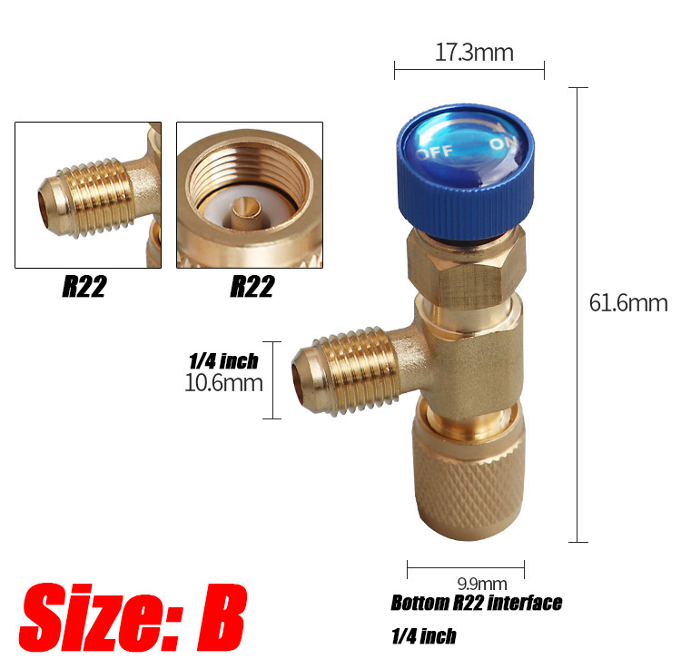 1/2/4PCS Air Conditioning Refrigerant Safety Valve R410A R22 1/4" Refrigeration Charging Safety Liquid Adapter Hand Tool Parts: Gold