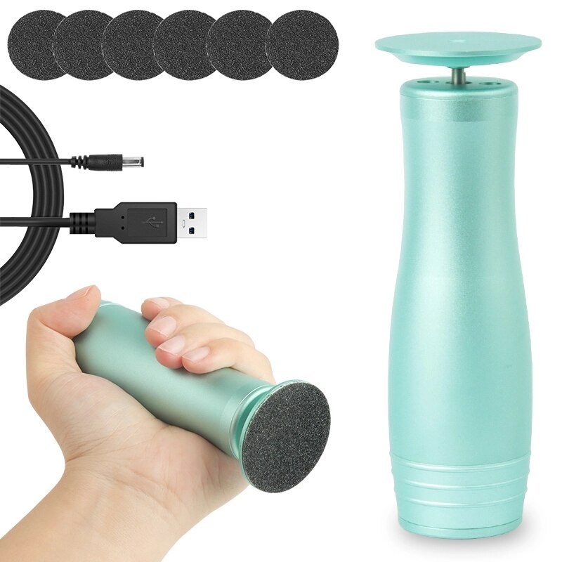 Pedicure Tool Electric Foot File Callus Remover Remover 360 Rotary with Replacement Sandpaper Foot Scraper: Green  