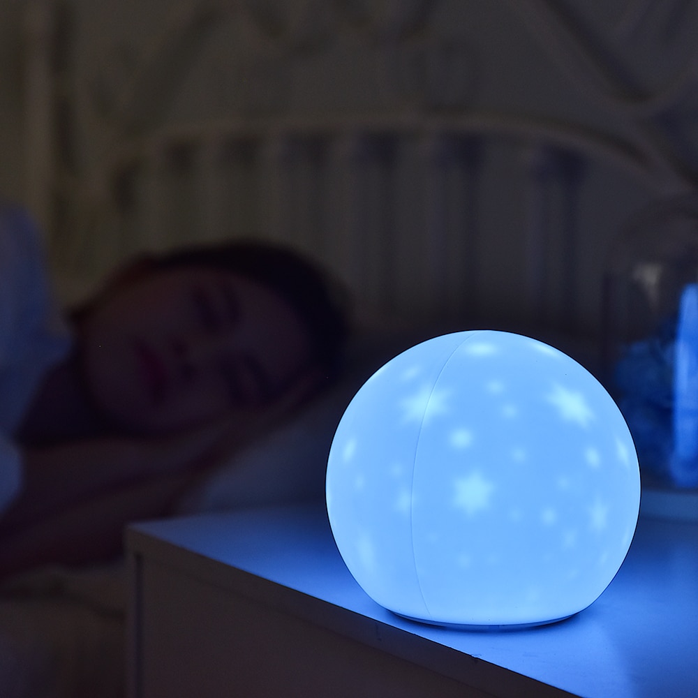 Måne lys berøringssensor 3 farver led natlys usb genopladelig dæmpbar silikonestjerneprojektorlampe til børn børn baby