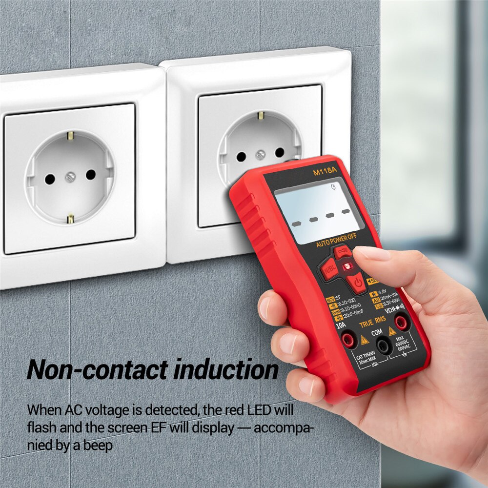 Digitale Multimeter Smart Tester Mini M118A Met Ncv Data Hold Zaklamp Auto Mmultimetro True Rms Tranistor Meter