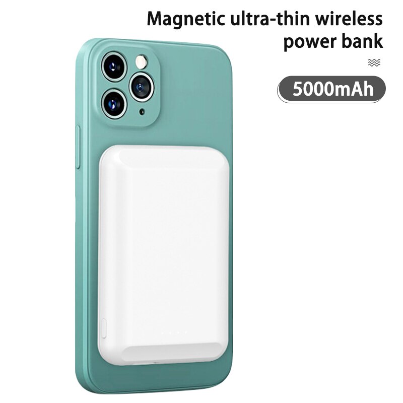 Cargador inalámbrico magnético de 5000mAh para iPhone 12 Pro Max 12, Mini batería externa portátil