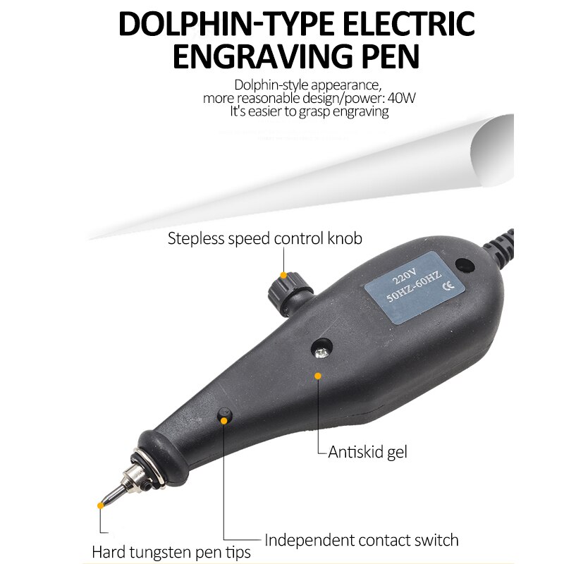 220V Electric Engraver Carbibe Steel Tip Dremel Style Engraving Pen for Metal Wood Plastic Glass Leather Stone Ceramic