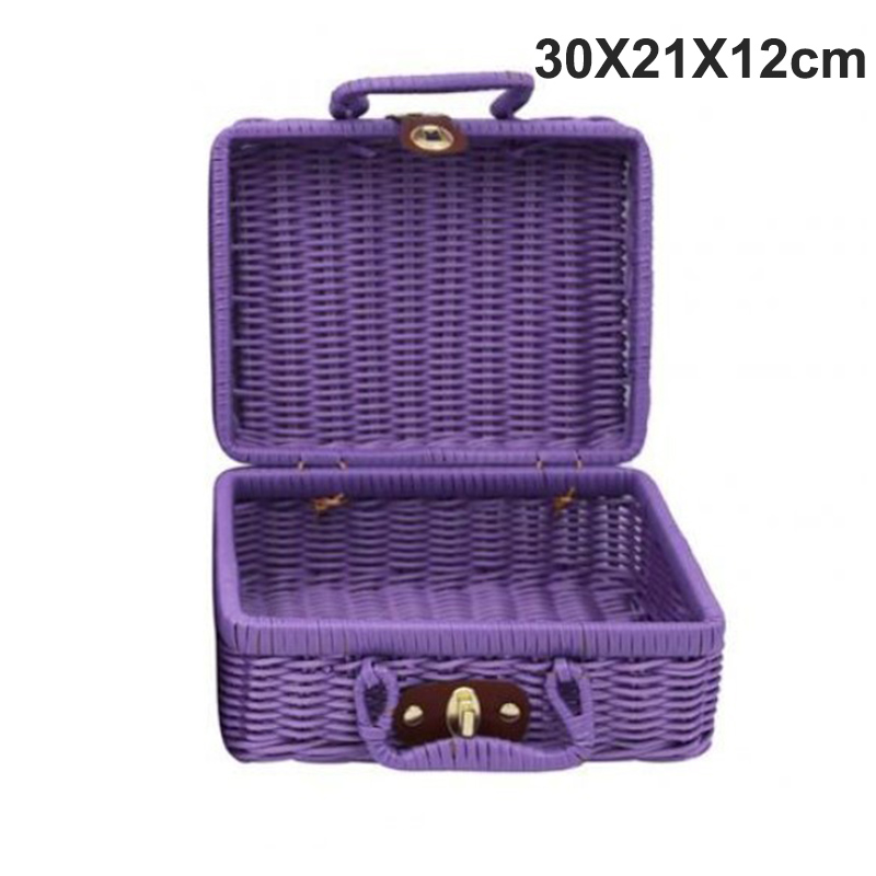 Étui de rangement tissé en rotin fait à la main, Vintage, Portable, étui de rangement tissé à la main, maquillage pique-nique voyage porte-bagages valise, boîte d'organisation d'articles divers: A27